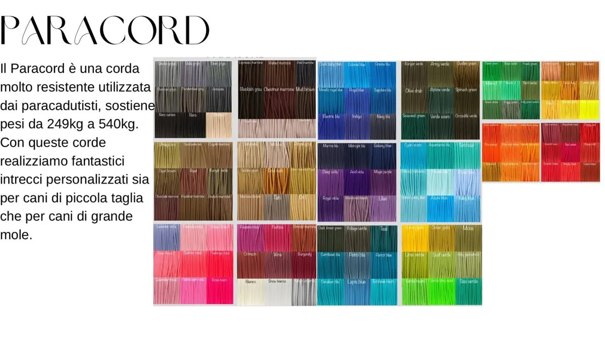 Cartella colori del paracord